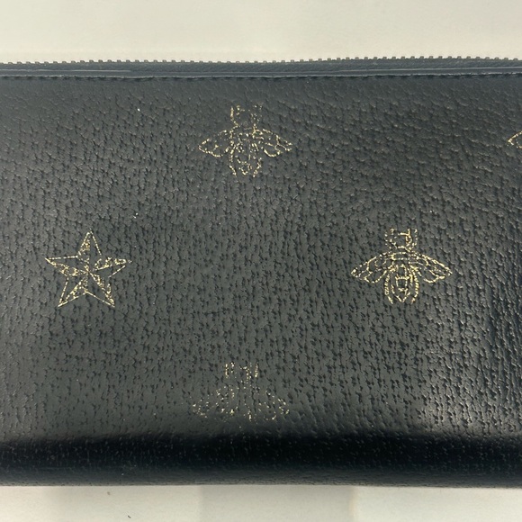 Gucci Black Zippy Wallet with Gold Bee and Star Design - Picture 8 of 10